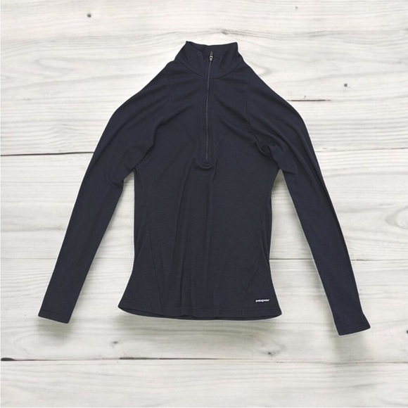 Patagonia Capilene 2 Lightweight 1/4 Zip Black Long Sleeve Base Layer Top Sz M - Picture 6 of 8